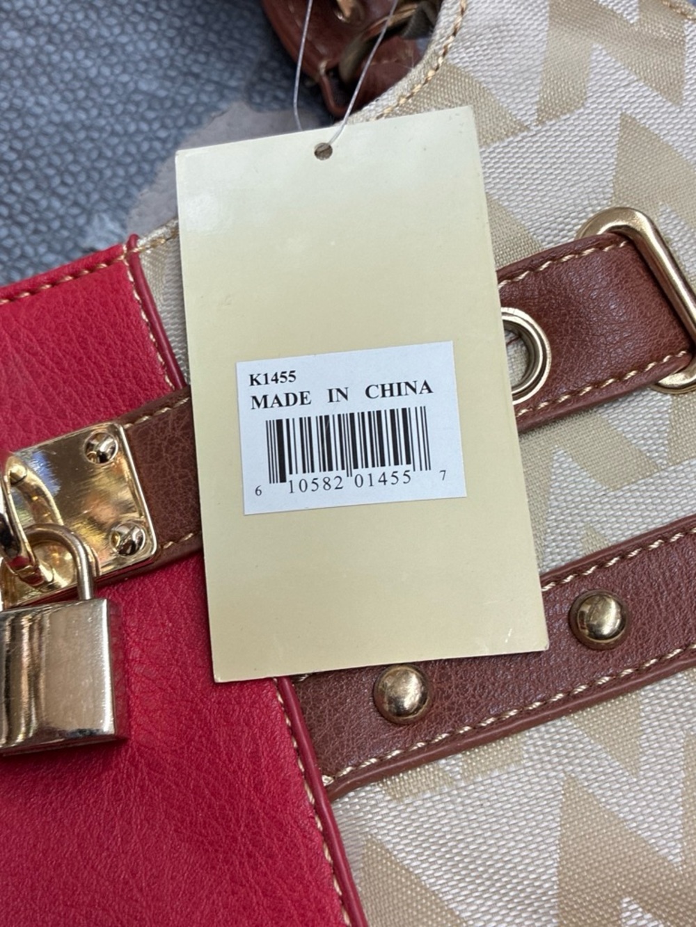 Red and Brown Shoulder Bag with Gold Hardware